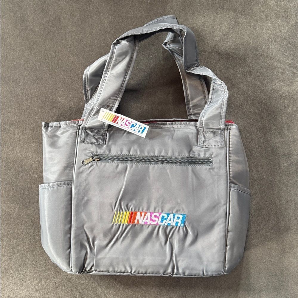 NASCAR Bottle and Diaper Tote Bag Steel Gray with Changing Pad NWT